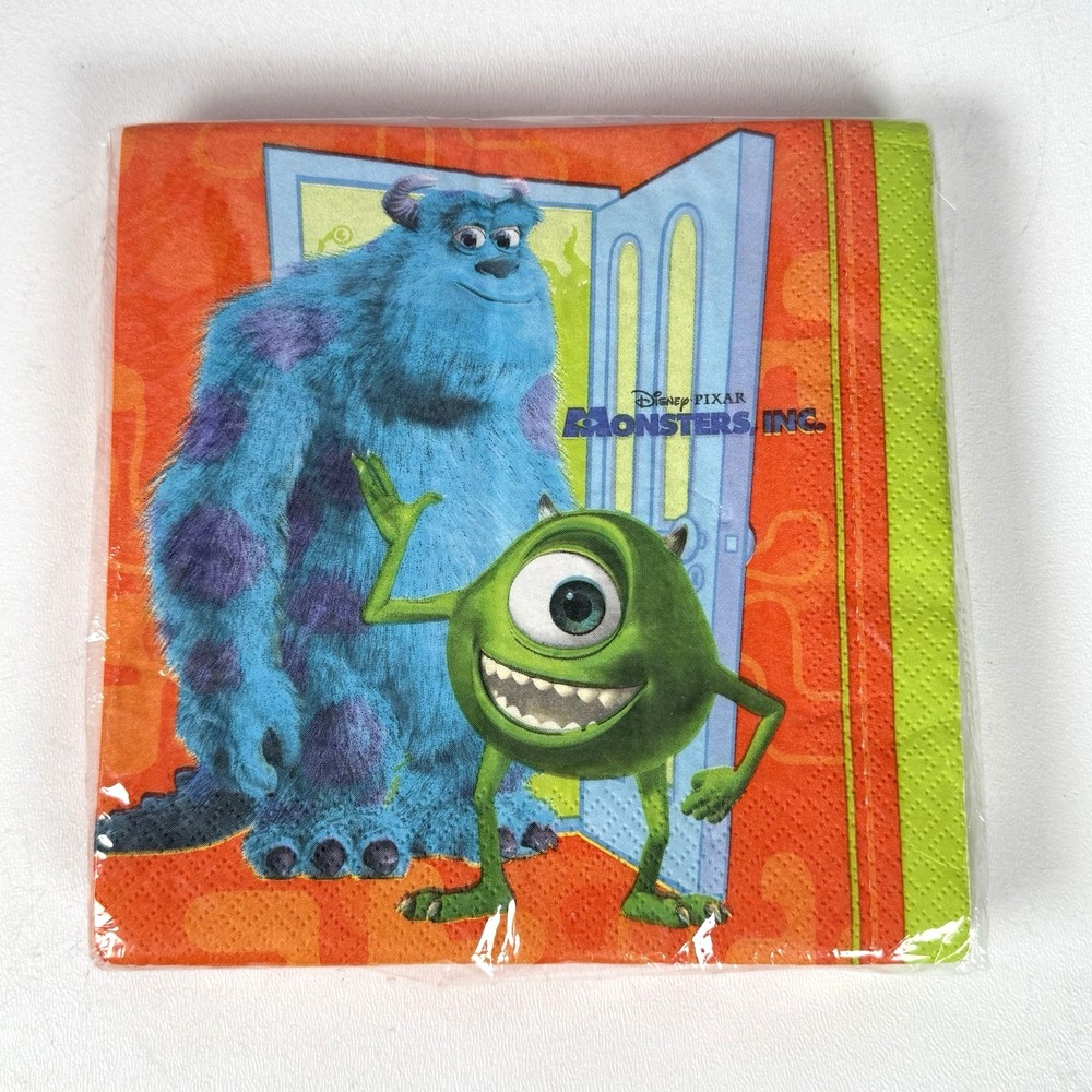 Vtg NOS Disney Pixar Monsters Inc Mike Wazowski Sulley Birthday Party Napkins 16